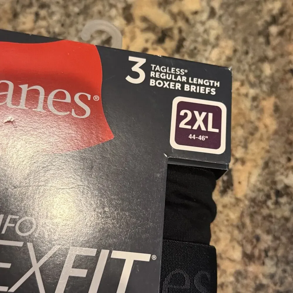 Hanes Comfort Flex Fit Ultra Soft Gray Black 3-Pack Boxer Briefs 2XL NEW